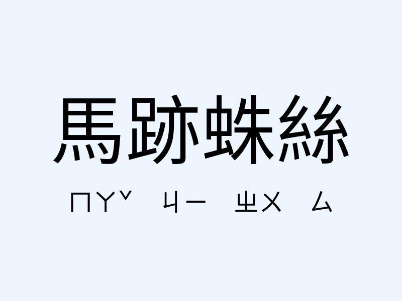 馬跡蛛絲注音發音